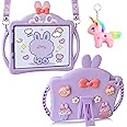 Aolcev for iPad 6th/5th Generation Case for Kids Girls, Pro 9.7 Inch, Air 2 Heavy Duty Shockproof Silicone Case with Stand Lanyard Unicorn Keychain Tablet Protective Cover for iPad 9.7 inch-Purple