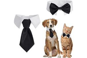 cobee Lot de 2 colliers de smoking réglables pour chien et chat - Nœud papillon formel pour chiot et chaton - Pour mariage, anniversaire, mariage