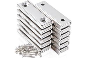 SWIHORAB 12 pezzi 40x13,5x5mm Magneti al neodimio Extra forti, Magneti Forti Grandi Magneti avvitabili Magneti rettangolari Magneti con foro Chiusura magnetica Magnete a testa svasata
