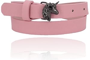 EANAGO Cinturón infantil 'Unicornio' para niña, para guardería y primaria, 5-10 años, con hebilla de unicornio negra