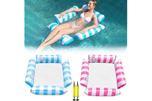 CADOAL 2 Pack Lilo Pool Inflatables，4 in 1 Water Hammock With 1 Air Pump, Cool Mesh Adult Swimming Floats Pool Toys Sofa Lounger Chair Seat Mattress for Lazy River Beach Kids Adults