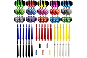 BIPY Dart Shafts and Flights Set with Many Gradient Color Crystal Clear 2BA Dart Stems Colorful transparent frosted Dart Stems and Flights Plastic Dart Accessories Kit