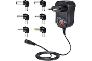 HELPERS LAB 12W Alimentatore Universale con 6 Spine CC per 3V-12V Elettronica Domestica -1000mA Max