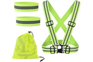 AYNKH Dispositivo de Seguridad del Chaleco Reflectante, cinturón de Alta Visibilidad Ajustable, cinturón de Brazo elástico Reflectante, con 1 Bolsa de Almacenamiento, para Correr por la Noche