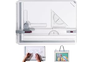 Gekufa A3 Drawing Board with Portable Bag, 51 x 37 CM Multi-function Technical Drafting Tbles with Parallel Motion and Adjustable Angle Accessories for Architects Engineers