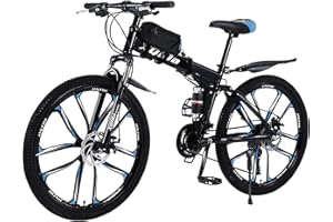 XQIDA DURABLE Bicicletas de paseo bicicleta de ciudad ligera de 20 pulgadas para montar en la ciudad y desplazamientos,asiento/manillar ajustable, diseño plegable para Capacidad de carga:150 KG,Color:Negro/Azul