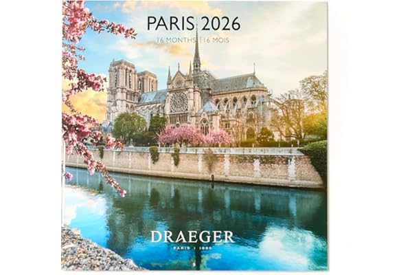 DRAEGER PARIS 1886 - Grand Calendrier mural 28x29 cm 2026 - Thème Paris - 12 mois - Papier FSC - Illustrations détachables