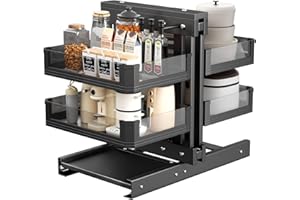 VELPAX Organizador extraíble para esquinas ciegas para armario de 900 mm, de cocina con 4 cestas, organizador de gabinete deslizante, compatible con apertura izquierda y derecha, cesta extraíble de 2 niveles