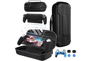 Vaomon Tasche Zubehör für Playstation Portal, Komplettschutzpaket für PS Portal, Displayschutz aus Glas, Schwarzer Hülle, Tragbarer Hartschalen-Reisetasche für PSP Remote Player