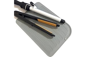 LESSMON Large Heat Resistant Mat for Curling Irons, Hair Straightener, Flat Irons and Hot Hair Styling Tools, Gray