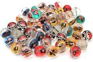 Senvianda 50 Stück Flummis 32mm, Verschiedene Piraten Motive, Mix, Flummies für Kinder, Gummiball Flummi, Bunte Flummis Gummibälle, Flummibälle für Kindergeburtstag, Party