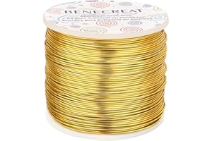 BENECREAT Fil en Aluminium de Calibre 18 (1 mm) Artisanat de Fabrication de Bijoux anodisé de 492 Pieds (150 m) pour perlers Les Fils en Aluminium de Couleur Florale - Or Clair