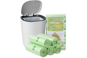 PotentForce 200 Sacs Poubelle biodégradables,Sac Poubelle 10l,Sac Poubelle Compostable,Sac poubelle de cuisine recyclables,Sac poubelle salle de bain,Petit sac poubelle,sac compostable(45x50cm,Vert)