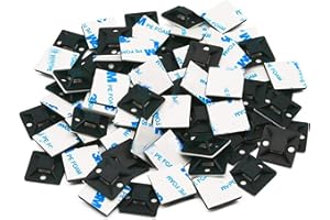 ANDSHUAI Auto Adhésif 50 Pièces Noir Embases Adhesive pour Attache de Cable, Base de Serre-câble de auto-adhésives(18.5 mm x 18.5 mm), Embase pour Collier de Serrage, Support de Serre Câble Plastique