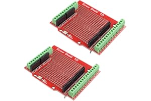 Jopto 2 Stücke Proto Screw Shield zusammengebauter Anschlusspunkt Prototyp Erweiterungsplatine Öffnungsquelle Reset-Taste PCB Bare Board Kompatibel mit Arduino