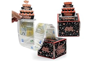 ZOUWEL Hucha de feliz cumpleaños para regalo de efectivo, divertida caja de regalo de dinero, cajón de efectivo novedoso, pastel de bricolaje con tarjeta extraíble para niños, esposa, novia, madre amigas