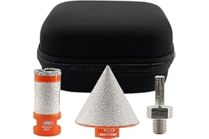 BGTEC Zestaw wierteł diamentowych – zestaw wierteł diamentowych 25 mm i 50 mm bit Chamfer Bit do płytek porcelanowych kamieniarskich ceramicznych frezów marmurowych, nadaje się do szlifierek kątowych