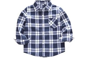 Machbaby Jungen Mädchen Langarm Hemden Plaid Kariert Freizeithemd Tops Baumwolle Button-down Langarmshirt