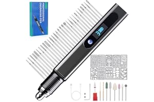 CYKELITH Engraving Pen Kit Rechargeable Cordless Engraver Pen with 40 Bits, 10 Stencils, Mini DIY Electric Etching Machines Rotary Tool for Carving Jewelry Stone Wood Glass Metal Plastic (57pcs)