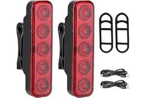 GLANZEND Rear Bike Lights, USB-C Rechargeable Bike Tail Light 2 Pack, Bright Red LED Bicycle Rear Light, Waterproof Helmet Lights, Cycling Flashlight Safety Reflector Accessories, 4 Light Modes