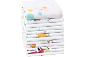 HOULIFE Fazzoletti per bambini - Fazzoletti per bambine e ragazzi, garza di cotone a doppio strato, motivo con stampa a cartoni animati per bambini e neonati, 12 pezzi 12 modelli, 35 x 35 cm