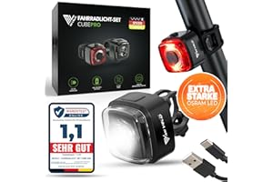 ‎MIVELO MIVELO Fahrradlicht Set StVZO zugelassen Fahrradbeleuchtung - USB-aufladbar & 100% wasserdicht LED Fahrrad Licht vorne & Fahrrad Rücklicht I Fahrradlampen extra hell