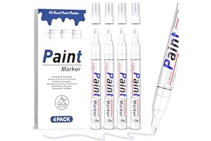 AOSUCO Lackstift Weiß 4 Permanent Marker Wasserfest Lackmarker Reifen Stift Weiß 2-2,8mm Permanent Marker Weiß zum Beschriften und Markierung für Reifen Metall Plastik Glas Holz Steine