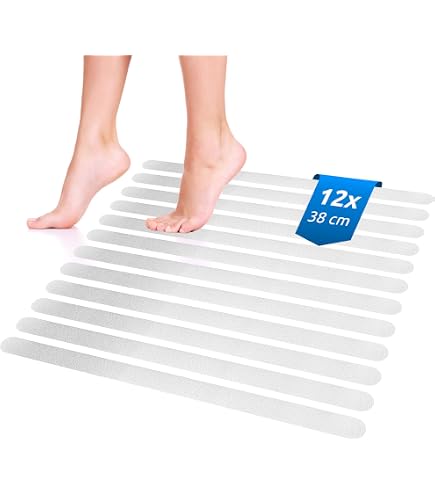 Bandes Antidérapantes Pour Baignoire Et Douche - Lot De 6 Avec Grattoir, Transparent, Sécurité Enfant Et Sénior