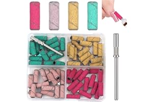 KEWUF 60 Pcs lima uñas, fresas torno para uñas, puntas lijadoras manguitos, bandas de lijado profesionales 80# 120# 180# 240# Grano lijadora Emeri Rollos Lima de uñas para manicura pedicura