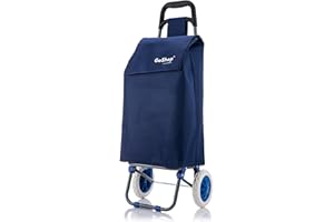 ATX LUGGAGE EST. 1991 Premium 59Ltr Foldable Trolley on Wheels, Hard Wearing & Lightweight Trendy Collapsible Push/Pull Cart for Easy Storage with 1 Year Guarantee (Navy)