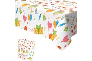 ‎XINVERY Xinvery Geburtstag Party Tischdecke, Happy Birthday Tischdecken Bunt Wasserdicht Plastik Tischdecke für Kinder Jungen Babyparty Party Dekorationen 2PCS 137 x 274cm
