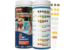 AKSBTEC 8IN1 Pool Teststreifen for Whirlpool,Spa,100 Stück Wassertest-Set Genauer Chemischer Tester Pool Tester für Salz,Brom, Gesamtalkalität, pH-Wert, freies Chlor, Gesamthärte, Cyanursäure (8IN1) (8IN1)