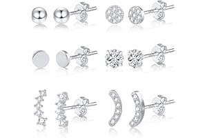 ASH'S CHOICE 6 Pcs Boucles Doreilles Femme Acier Inoxydable Piercing Oreille Cartilage Helix, S925/Plaqué Or 14 Carats