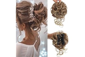SJZDYLXY Claw Messy Bun Hair Pieces Clip Wavy Curly Hair Chignon Clip in Hairpieces Tousled Updo Donut Hair Bun Synthetic Hair Ponytail for Women Girls