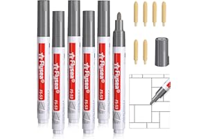 WUIOWPPIC 6 pennarelli per malta per fughe, colore grigio scuro, per la riparazione di fughe, con punta di ricambio, per la riparazione di piastrelle, pavimento, bagno e cucina