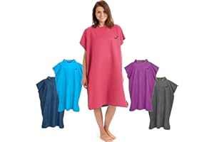 Fit-Flip Poncho de Plage pour Femmes et Hommes – Poncho de Surf – Compact et Super léger – Serviette Cabine, Peignoir de Plage – Taille: M | Couleur: Corail - Gris