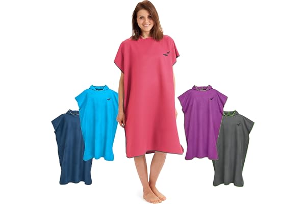 Fit-Flip Poncho de Bain – extrêmement léger et à séchage Rapide – Poncho de Surf en Microfibre pour Hommes et Femmes, Poncho de Plage, Serviette à Changement