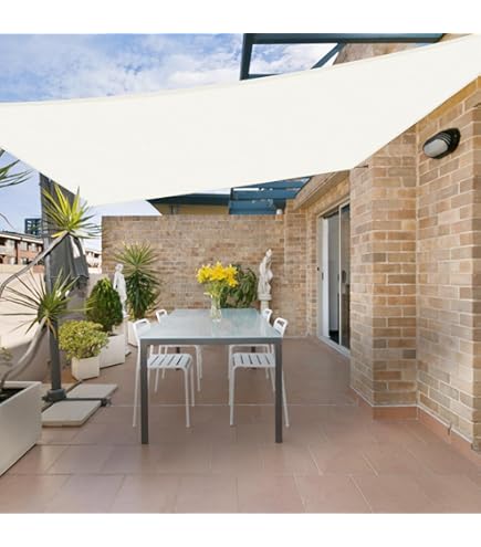 Tenda A Vela Ombreggiante Triangolare Bianca Parasole 5x5x5 Metri Ombra Veranda Giardino Rinforzata Mt 5x5x5 TRIANGOLARE BIANCO