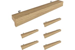 Sossai Holz Möbelgriffe aus Eiche | GAH01 | Lochabstand 128mm, Länge 188mm, 6 Stück