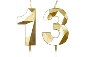Yiran Geburtstagskerzen Zahlen 13, 5cm Gold Geburtstagskerzen, Kerzen Geburtstag, Geburtstag Kerzen, Tortendeko Geburtstag, Kuchendeko Geburtstag, Geburtstagskerzen für Geburtstagsdeko, Nummer 13