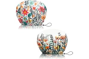 Deokke Lot de 2 Bonnets de douche,réglables élastiques double couche charlotte cheveux douche,réutilisables et esthétiques Mignon bonnet de douche femmes (Q9-Fleur)