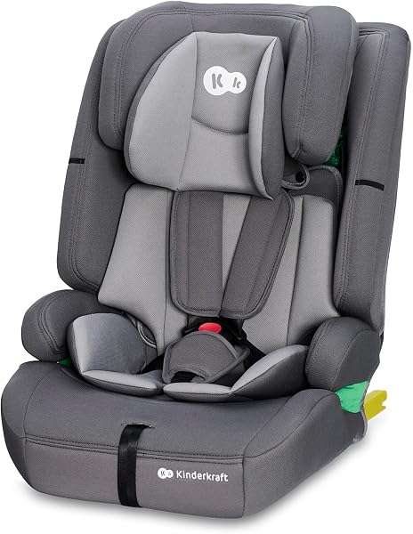 Kinderkraft SAFETY FIX 2 I-SIZE 76-150 cm Seggiolino Auto 9-36 kg isofix, Alzatina auto bimbi, Poggiatesta regolazione, Cinture di sicurezza, Facile da pulire, Grigio - 1