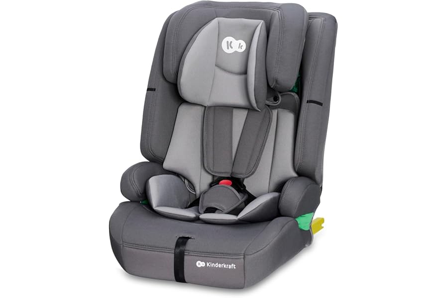 Kinderkraft Safety Fix 2 I-Size 76-150 cm Car Seat 9-36 kg Isofix, Baby Car Stand, Adjustment Headrest, Safety Belts, Easy to Clean, Grey