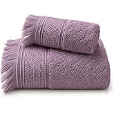 SOGUD Valmia 2'li Banyo Havlu Seti -%100 Pamuk Jakarlı B&uuml;y&uuml;k Boy Banyo Havlusu 90x150 cm - El Y&uuml;z Havlusu 50x90 cm - Yumuşak 