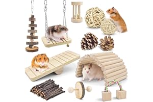 ERKOON Hamster Kauspielzeug, Kaninchen Kauspielzeug, natürliche Holzhanteln, Hamster Physiotherapie Spielzeug, Chinchilla-Meerschweinchen-Spielzeugzubehör (D)