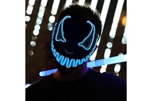 SHIYOUO Máscara de Halloween, Máscara LED Purge con 3 Modos de Iluminación Parpadeo Controlables, Craneo Esqueleto Mascaras para Cosplay Carnaval Fiesta Decoración de Halloween