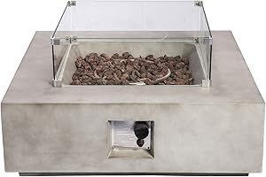 TEAMSON HOME Peaktop Braséro à gaz cheminée d'extérieur Foyer 88 cm avec raccord écran Housse de Protection Roches de Lave HF35708AA-EU