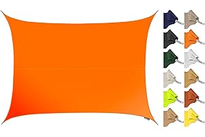 Kookaburra 4m x 3m Rectangle Water Resistant Garden Patio Sun Shade Sail Canopy 96.5% UV Block with Free Rope (Orange)