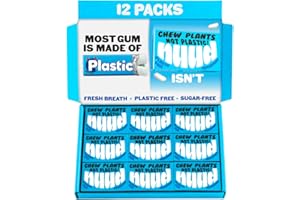 Nuud Plastic Free Chewing Gum | Plant Based | Aspartame Free | Xylitol | Biodegradable | Sugar Free Chewing Gum | 12 Packs of 9 Pieces (Peppermint)