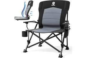 ‎EVER ADVANCED EVER ADVANCED Campingstuhl Faltbar 230KG Belastbar XL Klappstuhl 62cm Sitzbreit mit Seitentasche Getränkehalter Übergroß Faltstuhl Angelstuhl für Camping Outdoor Balkon Garten